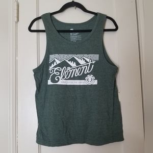 ELEMENT green sleeveless tank top moss green white grafic size small